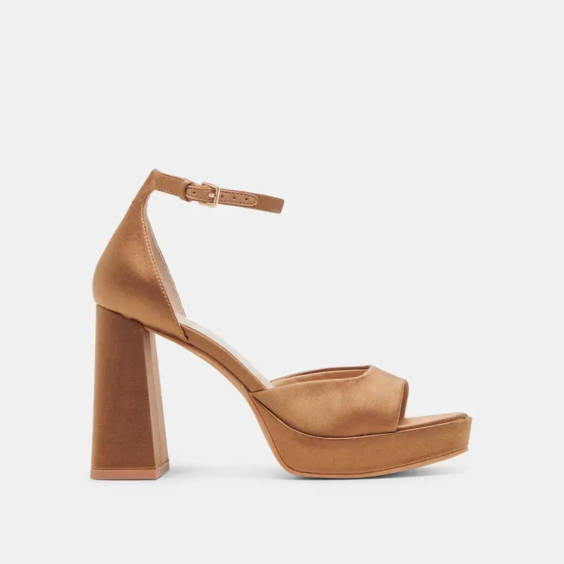 Pandro Heels Mid Brown Satin - Re:Vita 2