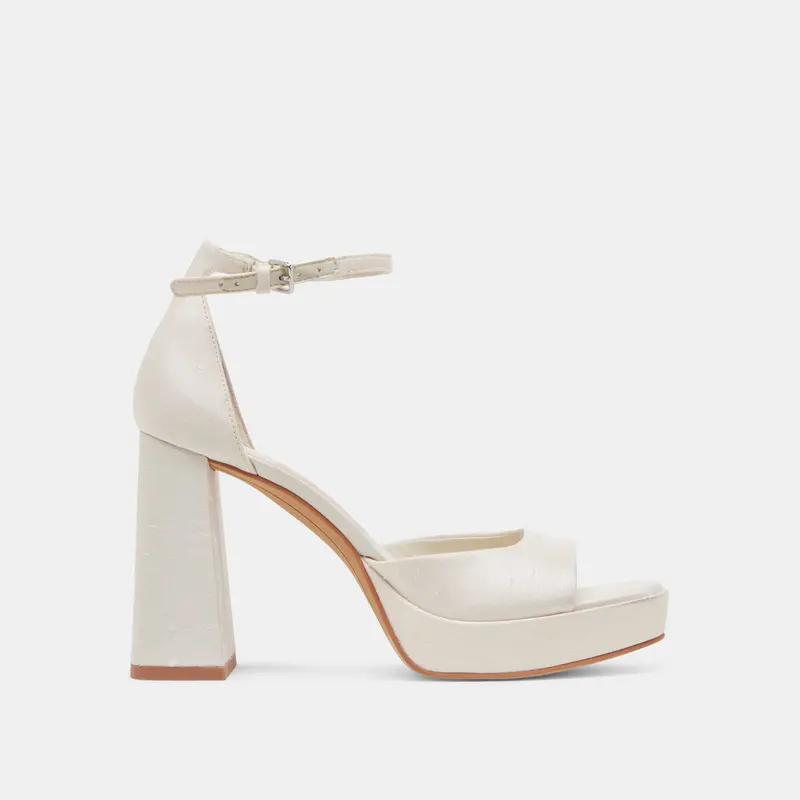 Pandro Wide Heels White Satin 1