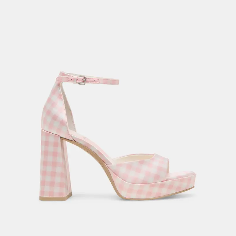 Pandro X Byrdie Golf Wide Heels Pink Plaid Gingham 1