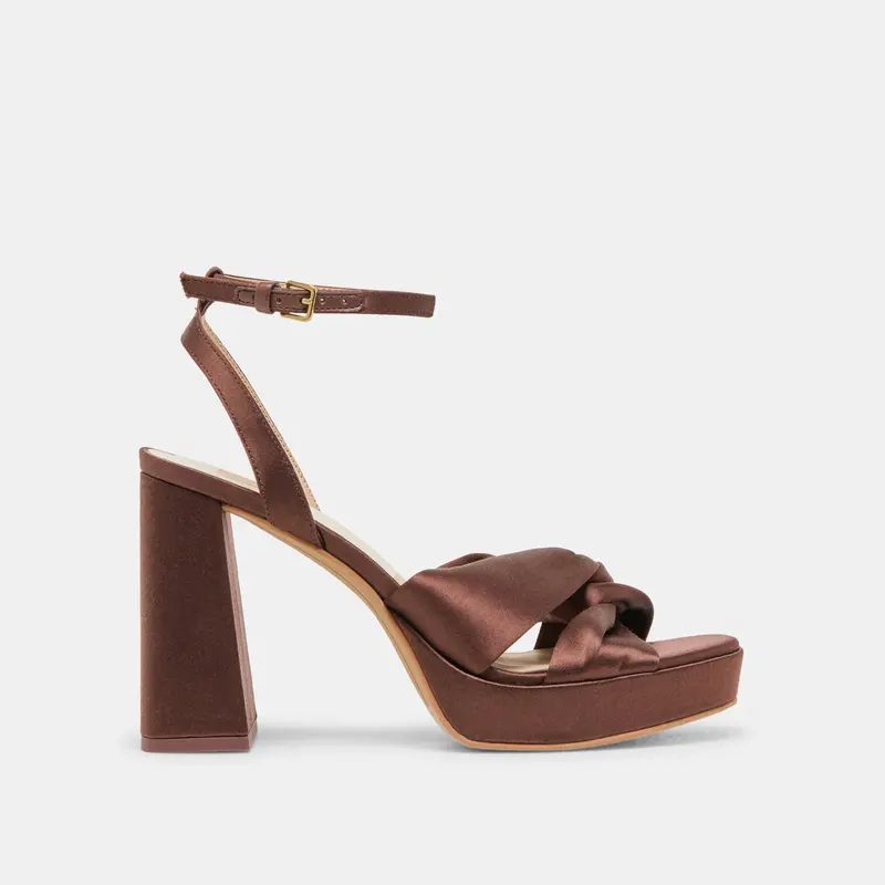 Parlo Heels Mid Brown Satin 1