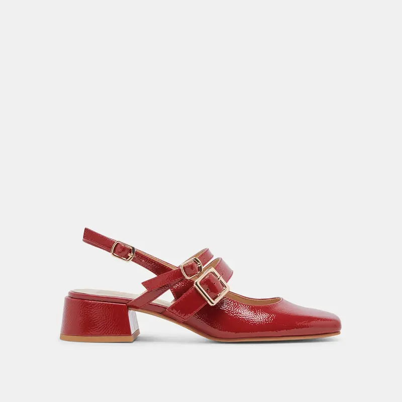 Patzy Heels Crimson Crinkle Patent Leather 1