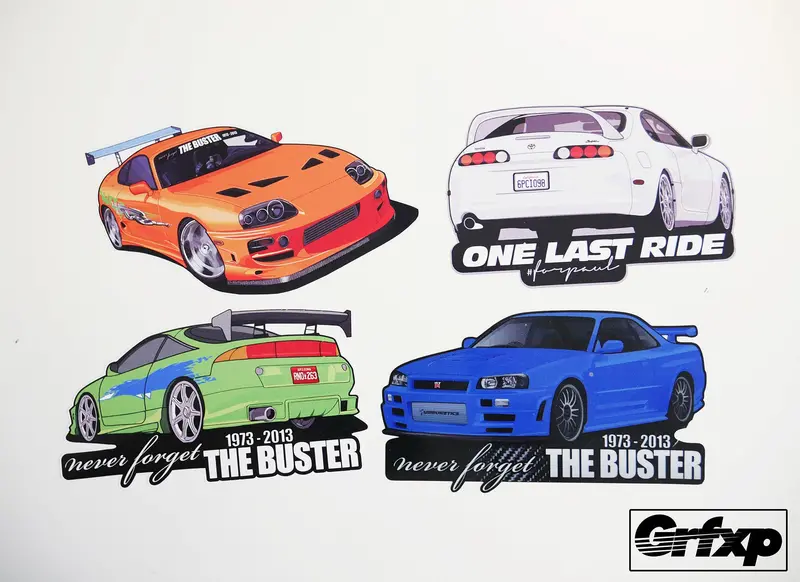 Paul Walker Remembrance Vehicle Printed Sticker Collection (4 Pack) 1