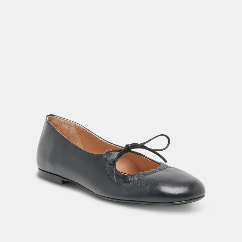 Pazey Ballet Flats Black Leather 2