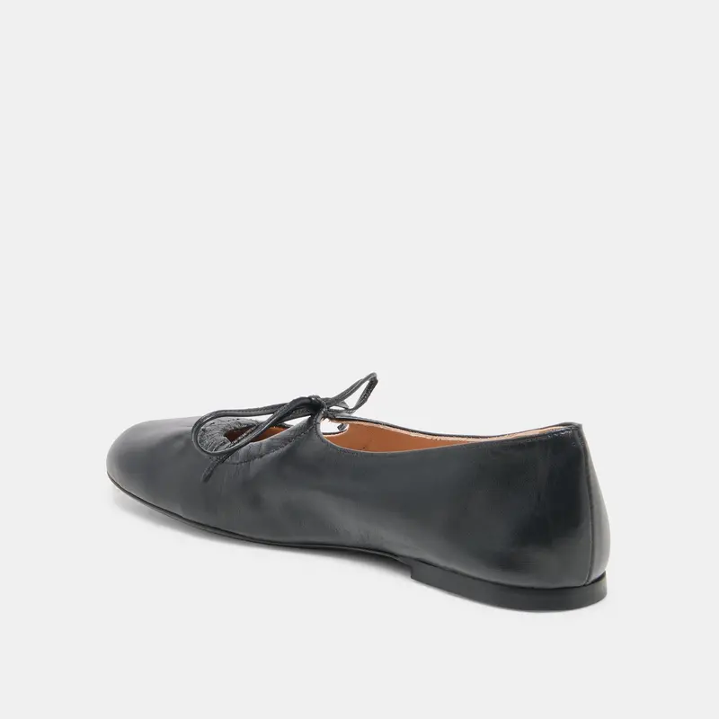 Pazey Ballet Flats Black Leather 5