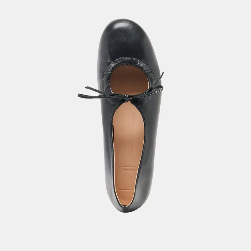 Pazey Ballet Flats Black Leather 8