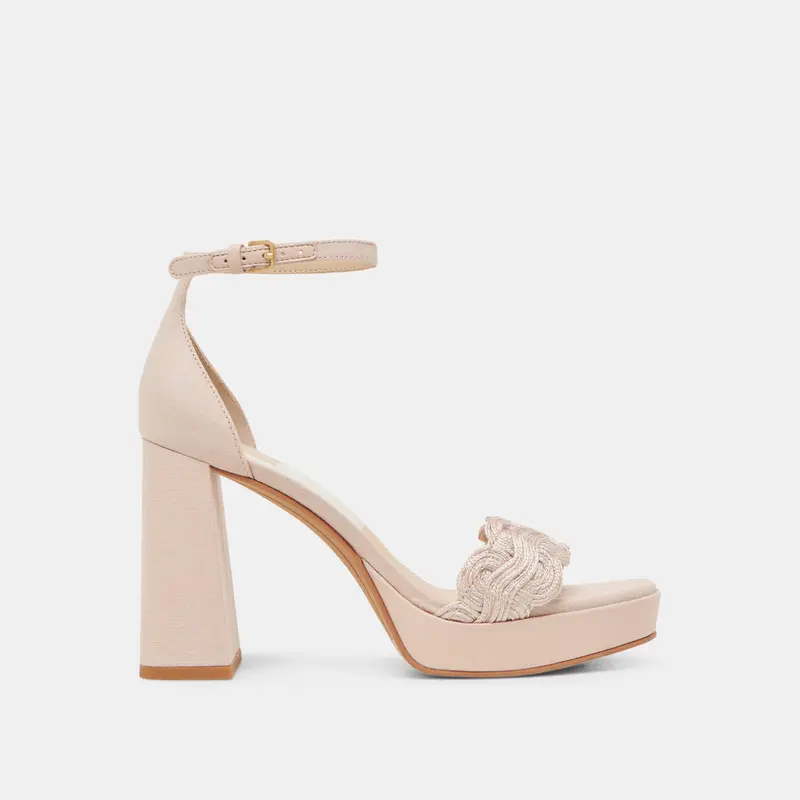 Peltin Heels Light Pink Woven Raffia 1