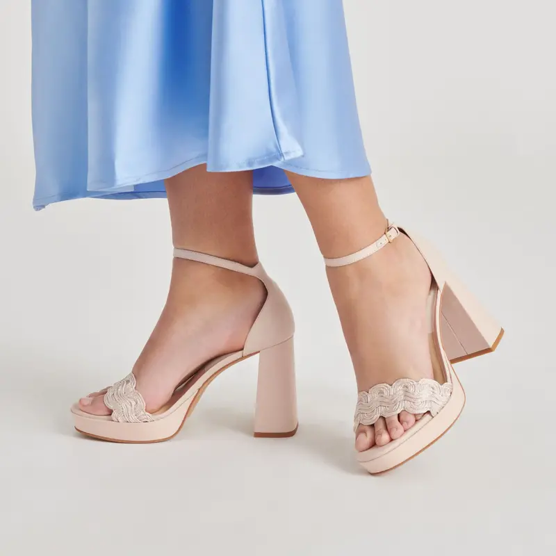 Peltin Heels Light Pink Woven Raffia 2