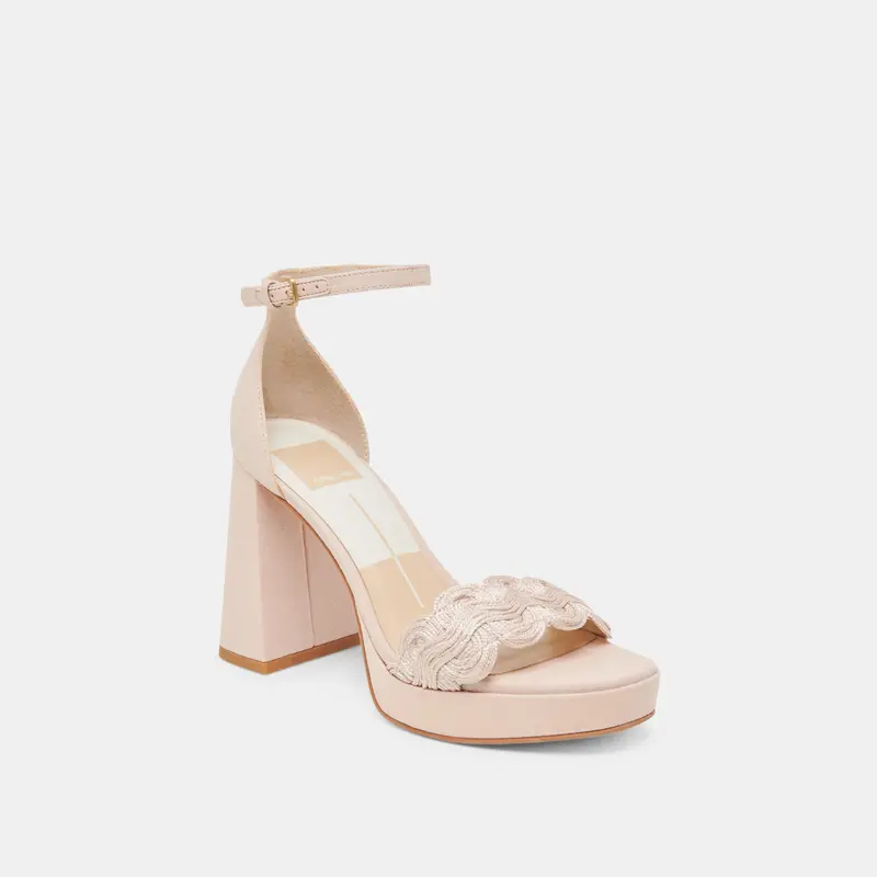 Peltin Heels Light Pink Woven Raffia 3