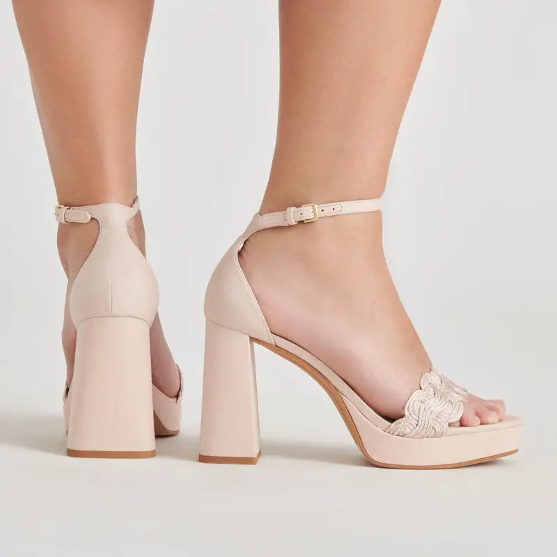 Peltin Heels Light Pink Woven Raffia 4