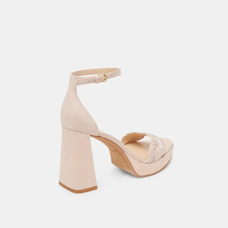 Peltin Heels Light Pink Woven Raffia 5
