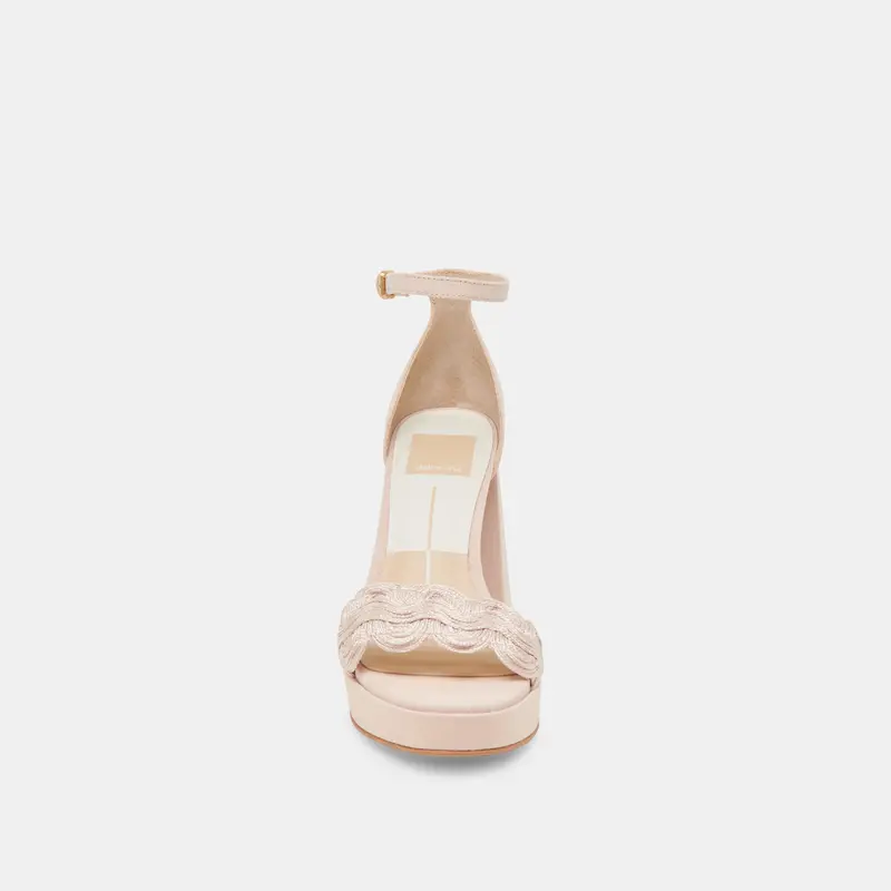 Peltin Heels Light Pink Woven Raffia 8