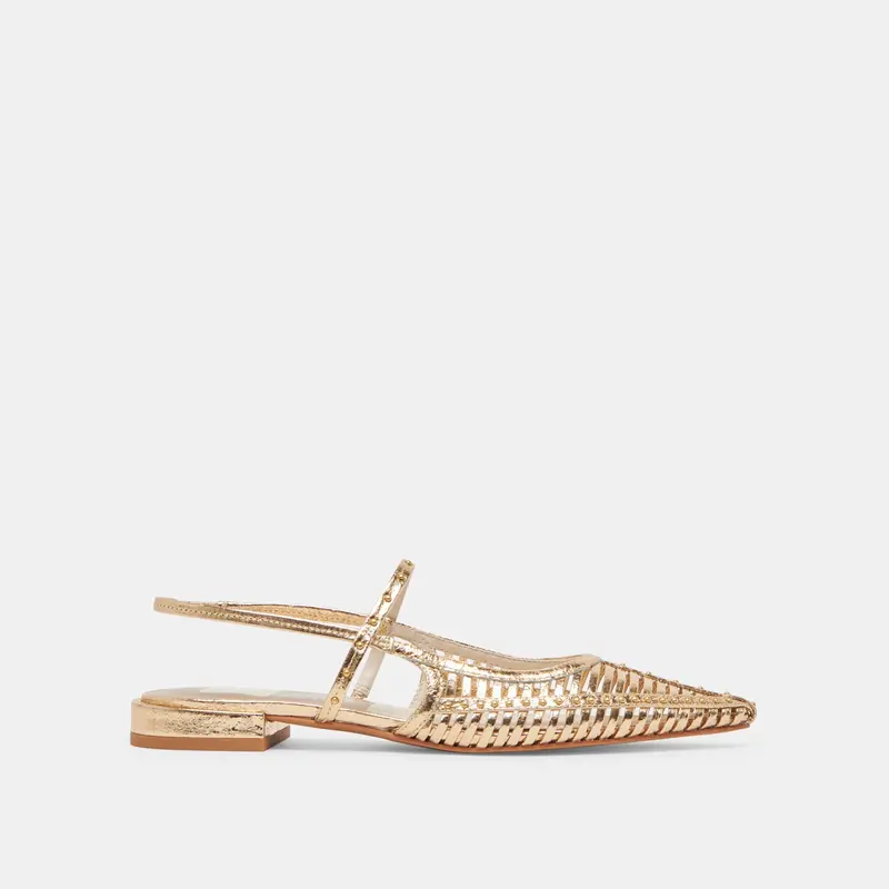 Phinly Flats Gold Distressed Leather - Re:Vita 1