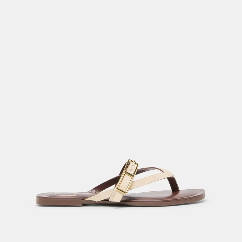 Piers Sandals Beige Croco Embossed Leather 1