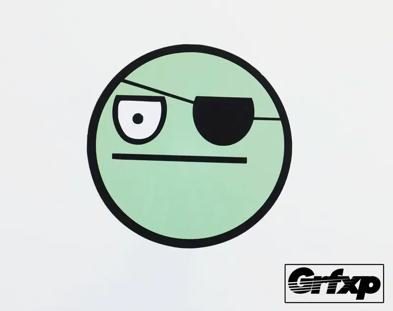Pirate W/Eyepatch Smiley Printed Sticker 1