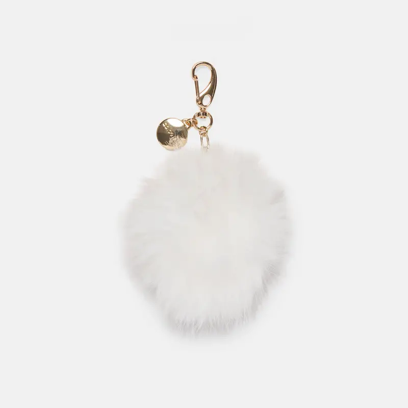 Pom Pom Plush Bag Charm White 1