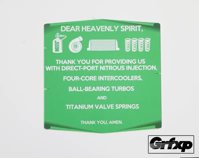 Prayer To The Car Gods Printed Sticker 1