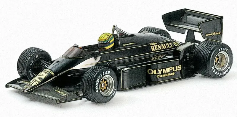 (Pre-Order) 1:12 1985 Ayrton Senna (Dirty Version) -- Portugal Gp -- Lotus 97T -- Minichamps F1 1
