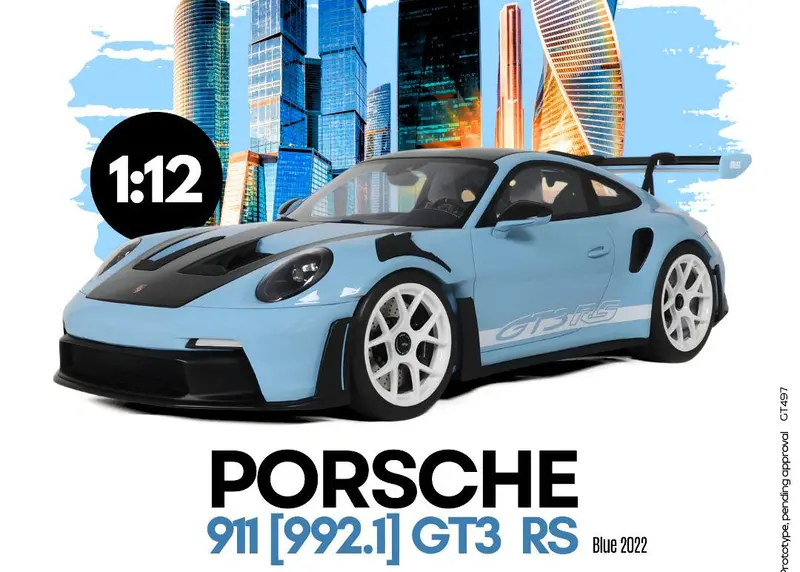 (Pre-Order) 1:12 Porsche 911 (992) Gt3 Rs 2022 -- Light Blue -- Gt Spirit 1