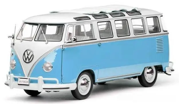 (Pre-Order) 1:12 Volkswagen T1 Samba Minibus Kombi 1962 -- Light Blue/White -- Sunstar 1