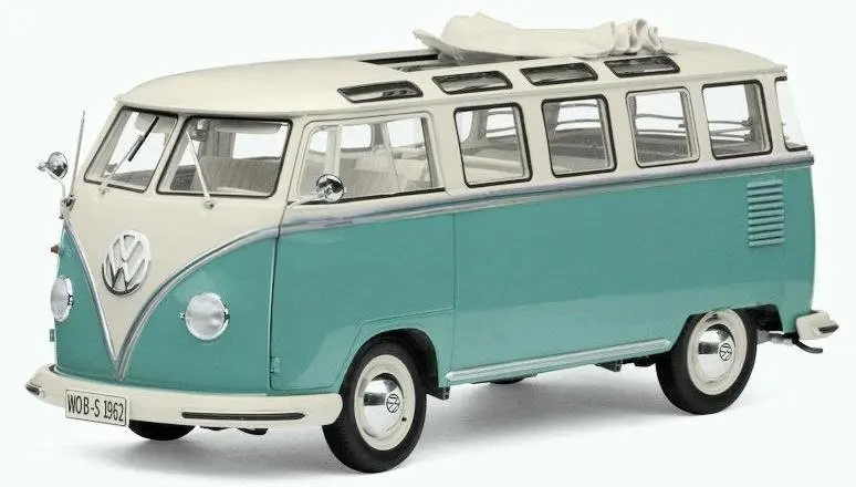 (Pre-Order) 1:12 Volkswagen T1 Samba Minibus Kombi 1962 -- Light Green/White -- Sunstar 1
