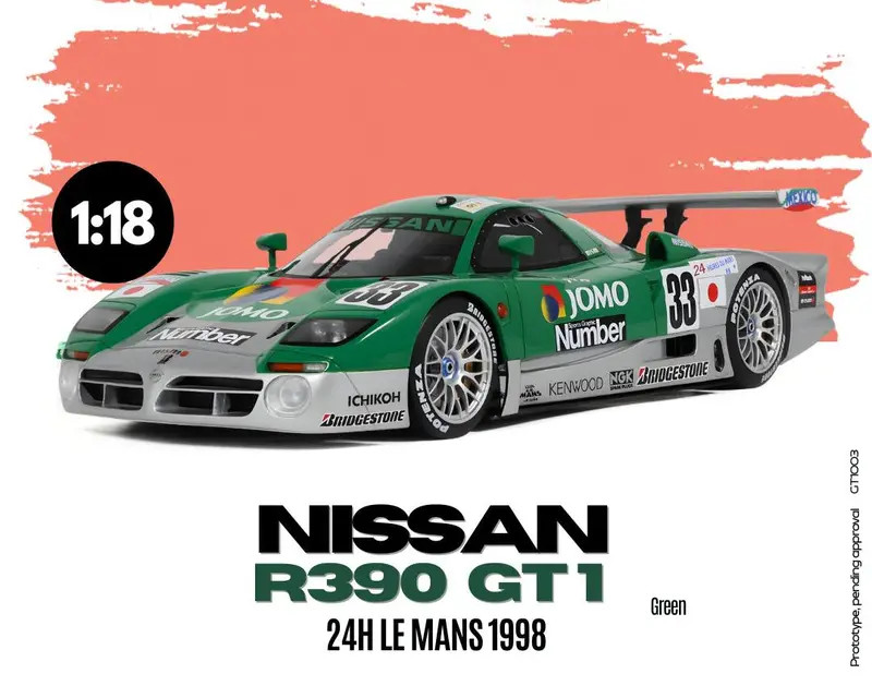 (Pre-Order) 1:18 1998 Le Mans 24H -- #33 Nissan R390 Gt1 -- Gt Spirit 1