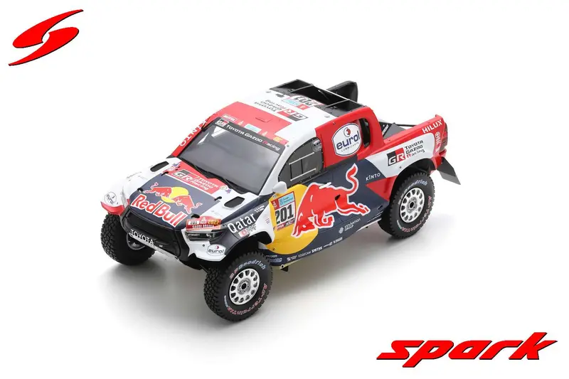 (Pre-Order) 1:18 2022 Dakar Rally Winner -- #201 Red Bull Toyota Hilux -- Spark 1