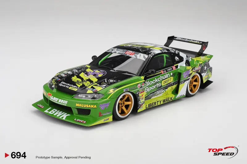 (Pre-Order) 1:18 2024 Formula Drift Japan -- Nissan Lb-Super Silhouette S15 Silvia #555 V2 -- Topspeed Model 1