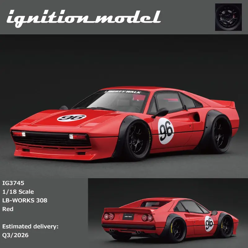 (Pre-Order) 1:18 Ferrari 308 By Liberty Walk -- #96 Red -- Ignition Model Ig3745 1