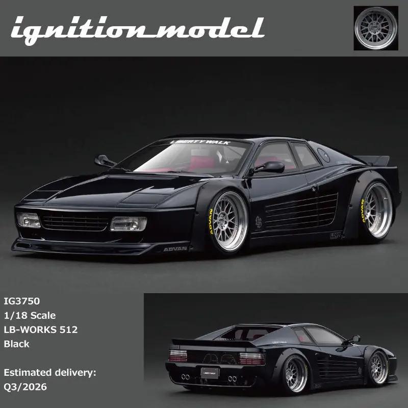 (Pre-Order) 1:18 Ferrari 512 By Liberty Walk -- Black -- Ignition Model Ig3750 1