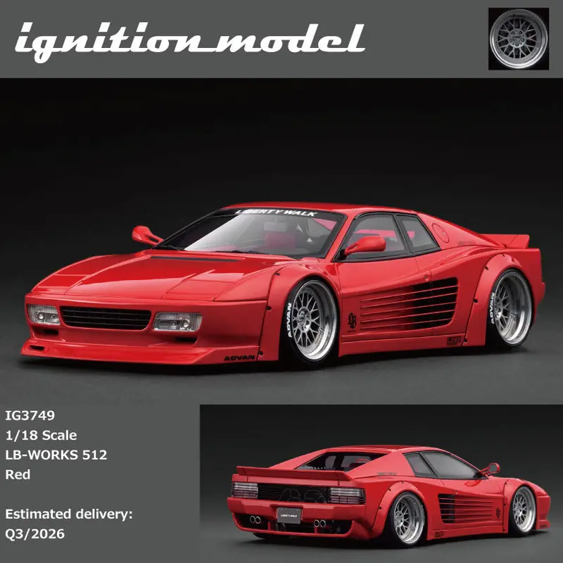(Pre-Order) 1:18 Ferrari 512 By Liberty Walk -- Red -- Ignition Model Ig3749 1