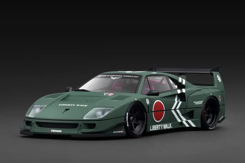 (Pre-Order) 1:18 Ferrari F40 By Liberty Walk -- Matte Green -- Ignition Model Ig3789 2