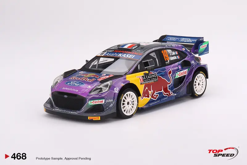 (Pre-Order) 1:18 Ford Puma Rally1 #19 M-Sport Ford Wrt -- 2022 Rally Montecarlo Winner -- Topspeed Model 1