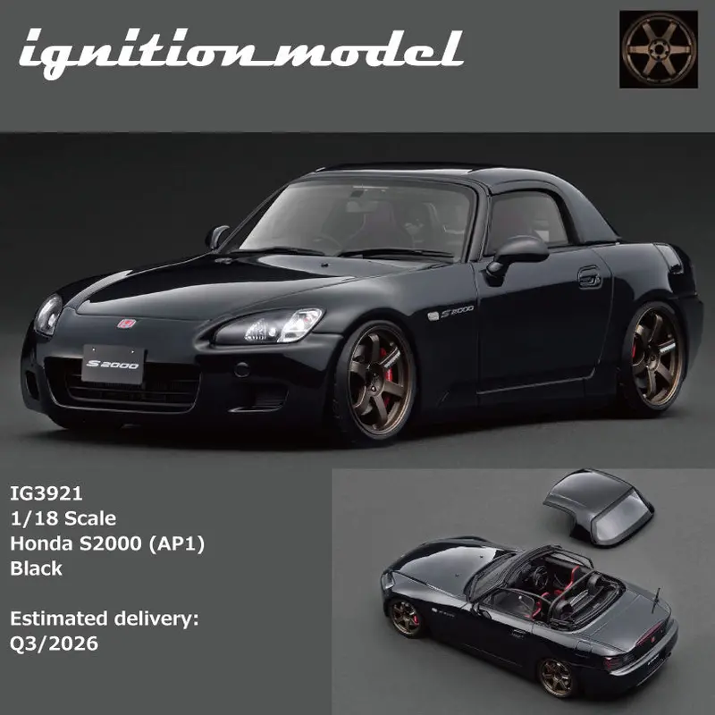 (Pre-Order) 1:18 Honda S2000 (Ap1) -- Black -- Ignition Model Ig3921 1