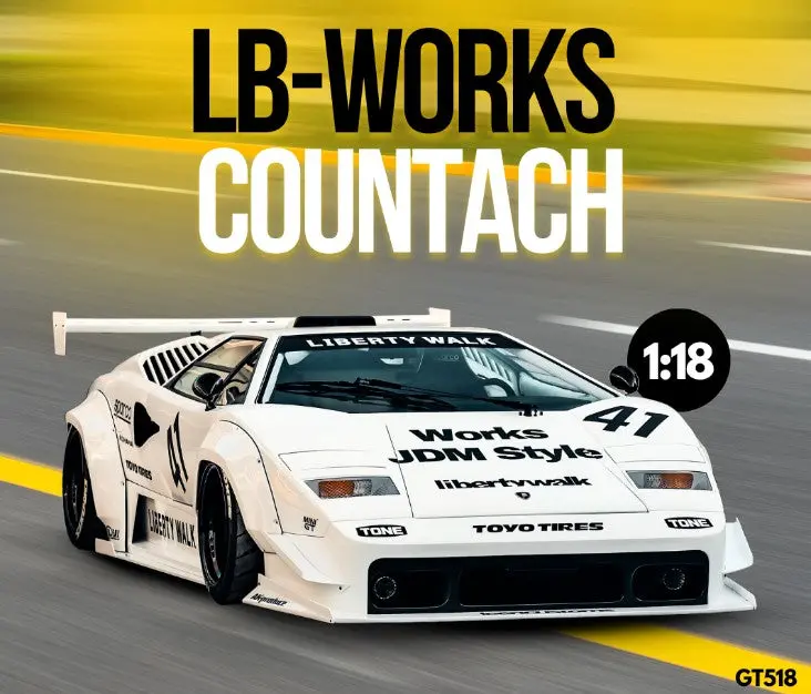 (Pre-Order) 1:18 Lamborghini Countach Lb-Works -- #41 White -- Gt Spirit 1