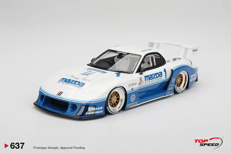(Pre-Order) 1:18 Mazda Rx-7 Lb-Super Silhouette -- #1 Blue/White Imsa -- Topspeed Model 1