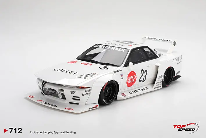 (Pre-Order) 1:18 Nissan Gt-R32 Lbwk Kaido Works -- #23 White Lb-Hinomaru -- Topspeed Model 1