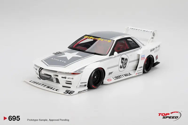 (Pre-Order) 1:18 Nissan Gt-R32 Lbwk Kaido Works -- White Tas 2025 -- Topspeed Model 1