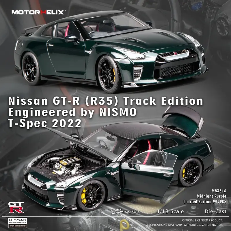 (Pre-Order) 1:18 Nissan Gtr (R35) T-Spec 2022 -- Midnight Purple -- Motorhelix 1