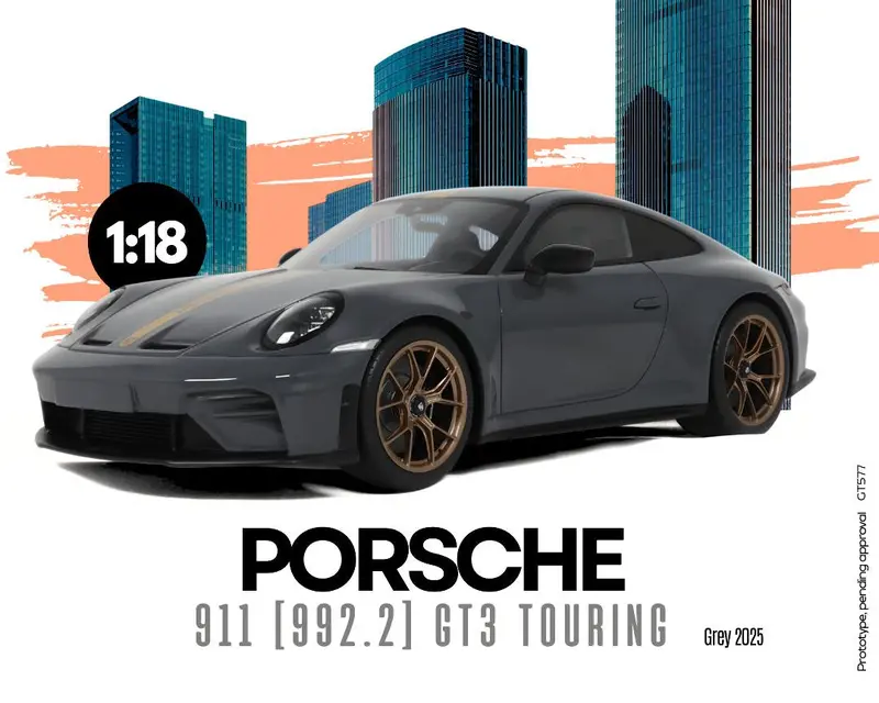 (Pre-Order) 1:18 Porsche 911 (992) Gt3 Touring 2025 -- Dark Grey -- Gt Spirit 1