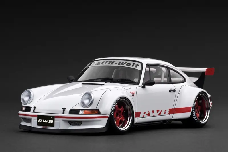 (Pre-Order) 1:18 Rwb Backdate (Porsche 911) -- White W/Red Stripe -- Ignition Model Ig3880 2