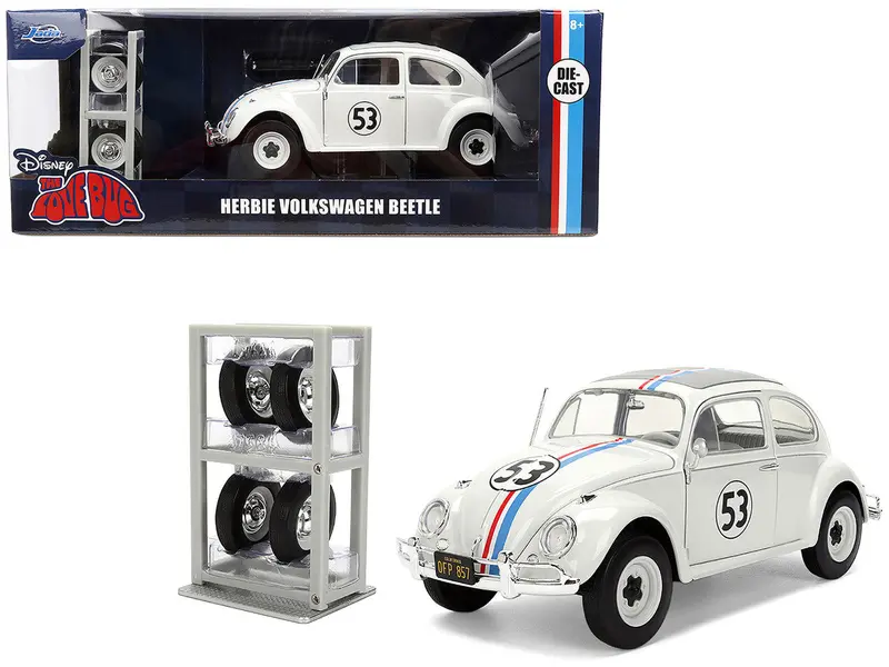 (Pre-Order) 1:24 Herbie The Lovebug - Vw Beetle -- #53 White W/Stripes -- Jada 1