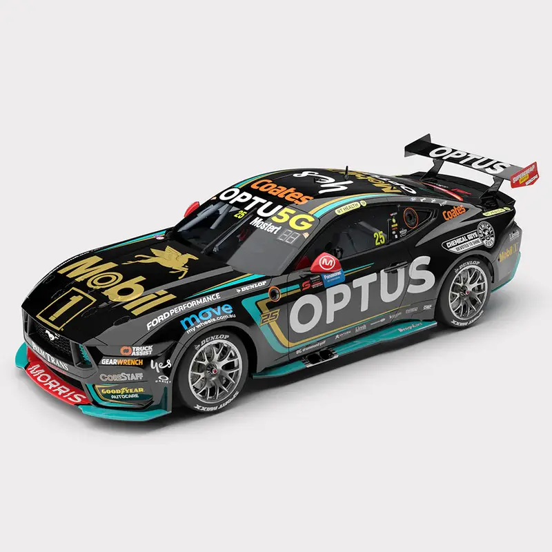 (Pre-Order) 1:43 2024 Chaz Mostert -- Mobil 1 50Th Anniversary -- #25 Ford Mustang Gt -- Authentic Collectables 1