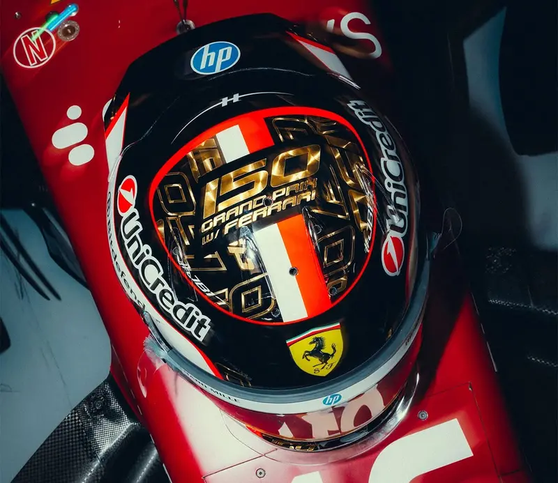 (Pre-Order) 1:5 Helmet -- Charles Leclerc - 2025 Abu Dhabi Gp -- 150Th Ferrari -- Looksmart F1 1