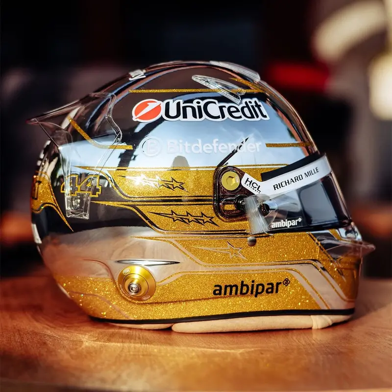 (Pre-Order) 1:5 Helmet -- Lewis Hamilton - 2025 Abu Dhabi Gp -- Ferrari -- Looksmart F1 1