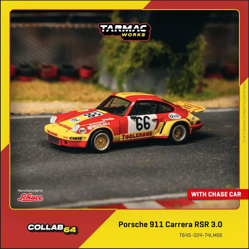 (Pre-Order) 1:64 1974 24H Le Mans -- #66 Porsche 911 Carrera Rsr 3.0 -- Tarmac Works X Schuco 1