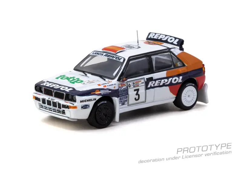 (Pre-Order) 1:64 1993 Acropolis Rally - Carlos Sainz -- #3 Lancia Delta Hf Integrale -- Tarmac Works 2