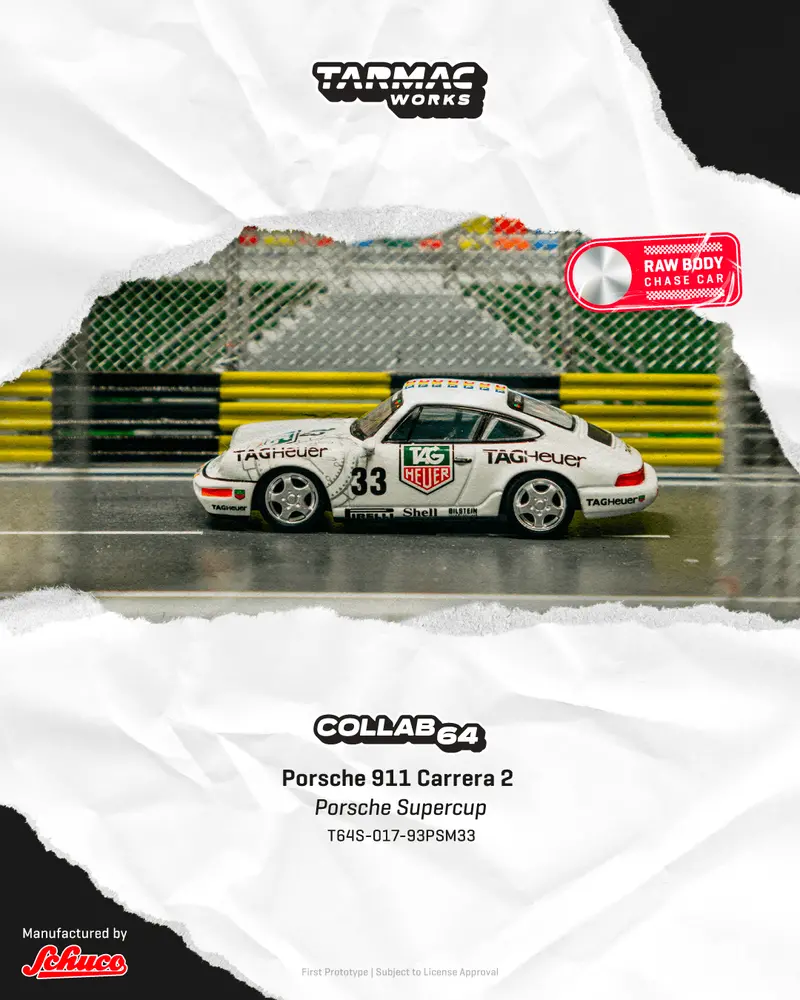 (Pre-Order) 1:64 1993 Monaco Winner - Porsche Supercup -- #33 Porsche 911 Carrera 2 -- Tarmac Works X Schuco 1