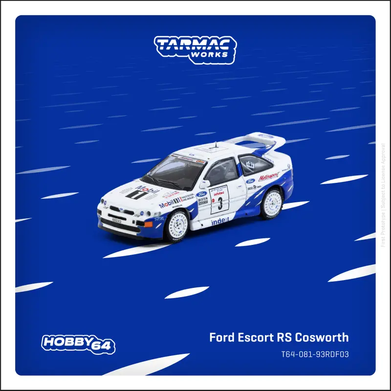 (Pre-Order) 1:64 1993 Rallye De France Winner -- #3 Ford Escort Rs Cosworth -- Tarmac Works 1