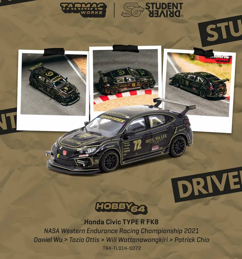 (Pre-Order) 1:64 2021 Nasa Wec Championship -- #72 Honda Civic Type R Fk8  -- Tarmac Works 1