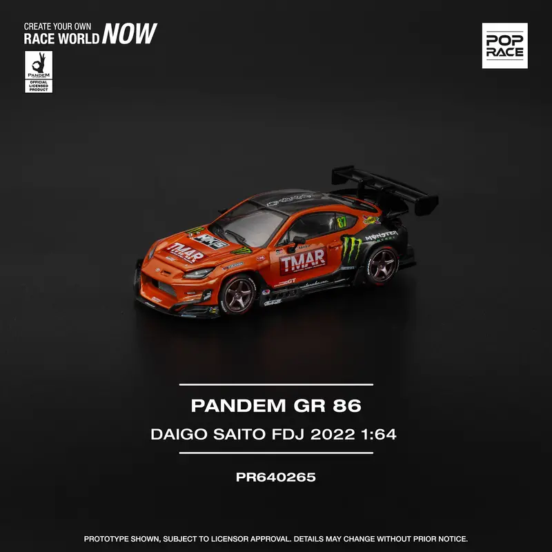 (Pre-Order) 1:64 2022 Formula Drift - Daigo Saito -- Toyota Gr86 Pandem -- Pop Race 1